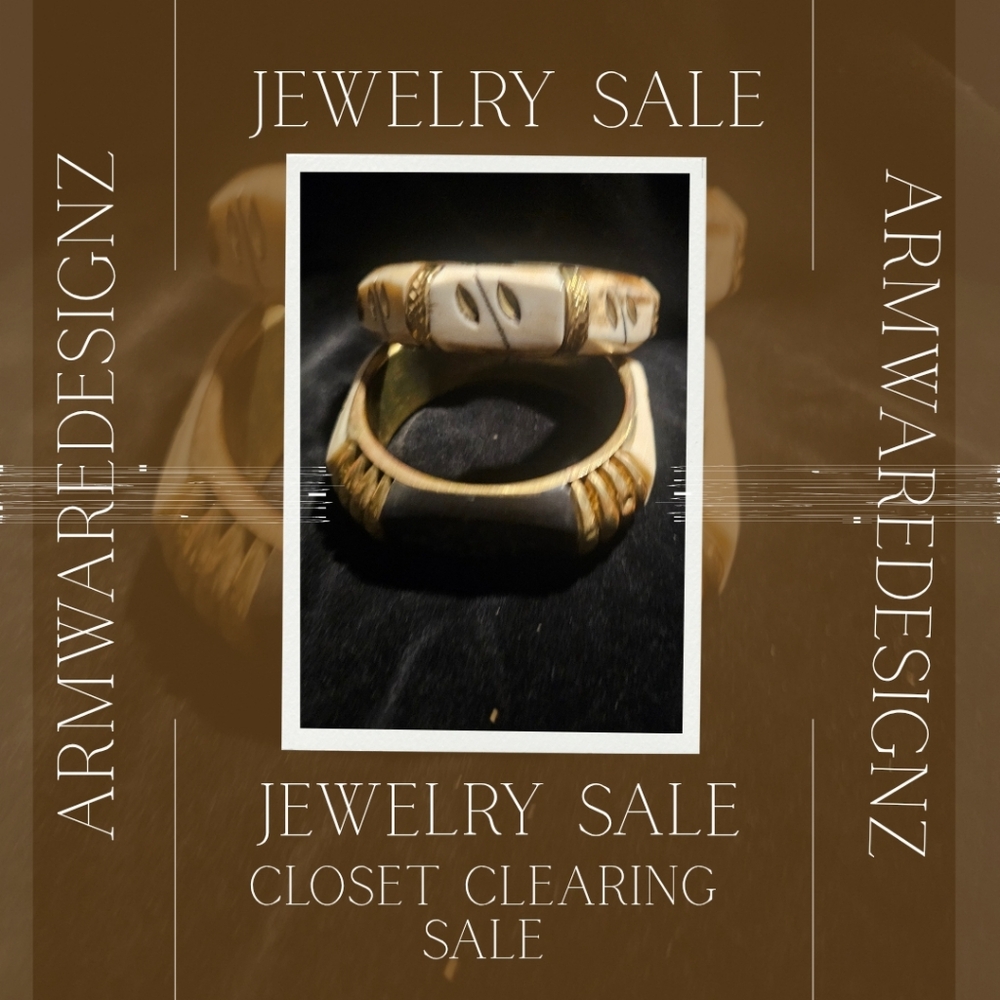 CLOSET CLEARING SALE : Brass, Black and Ivory Bangle Set - Made In India.